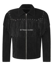 Men Western Fringe Leather