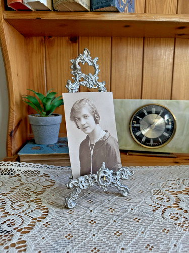 Vintage brass easel picture - easel,