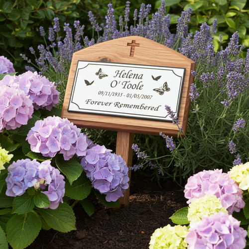 Memorial garden sign oak grave - sign,