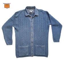 Blue Willis Women's Jumper Knitted Blue Cotton Long Sleeve Sweater Denmark (M)