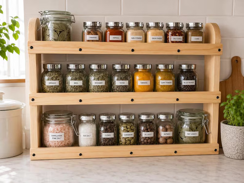 Wooden spice rack freestanding - spice,