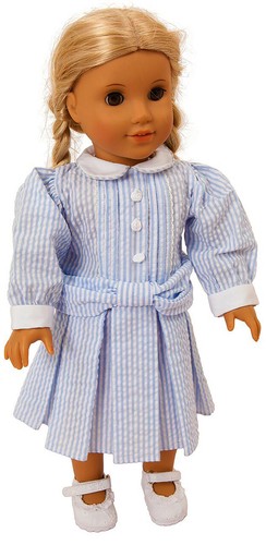 Frilly lily blue stripy - blue,