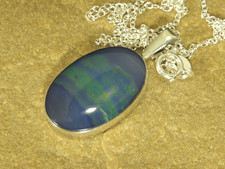Blue opal pendant - necklace, 925