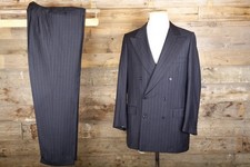 Louis Boston Brioni double breasted suit 40R 36W 31L  dark grey striped