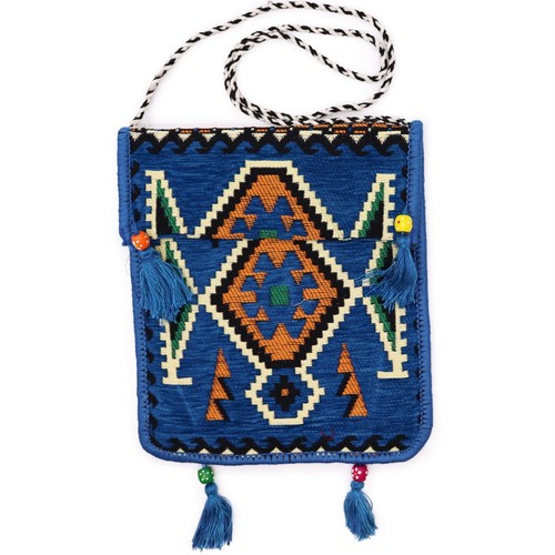 Sky blue kilim messenger - blue,