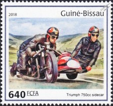 1969 TRIUMPH 750 Sidecar (Bob & Jenny Beales) Isle of Man TT Motorcycle Stamp