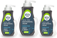 Veet Chest And Body Men Hair Removal Cream For Sensitive Skin 400ml Pack of 3