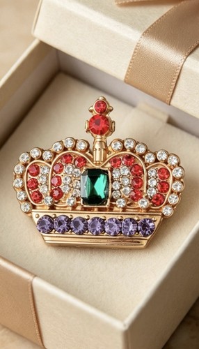 Multicoloured crystal crown - multicoloured,