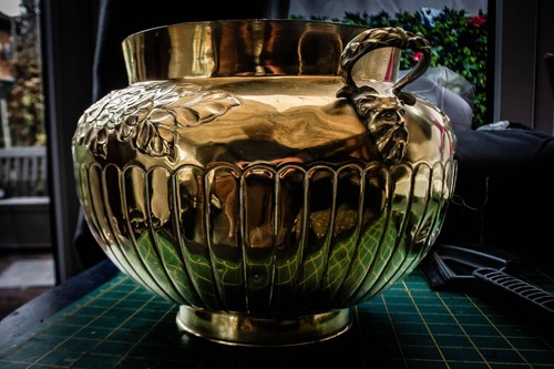 Vintage brass flower planter - vintage,
