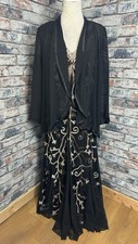 CHESCA Size 16 Black Tapework Mother of the Bride DRESS & JACKET Wedding Outfit