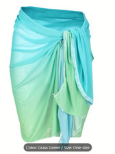 Ombre Print Tie Side Mesh Cover Up, Elegant Stretchy Sheer Sarong Wrap Skirt.