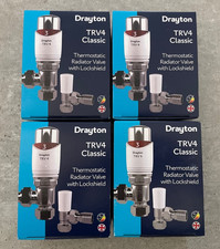 4 x Drayton TRV4 Classic 15mm Angle Radiator Valve TRV & Lockshield 0705180 BNIB