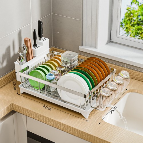 White dish drainer rack - dish,