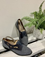 Vintage Arnoux Salamander All Leather Italian Blue Flats Brogues Shoes 4.5 37.5