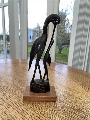 Vintage egret heron feeding - vintage,