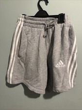 Adidas jersey shorts tween kids grey elastic waist with adjustable cord