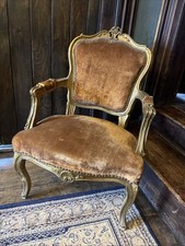 Louis Xv Feature Chair Gold Gilt Antique Chair   Charming