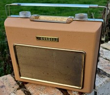 FERGUSON FIELDFARE 348BT TRANSISTOR RADIO WORKING RADIO 1950'S gold and Tan
