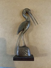 1960’s Hand Carved Buffalo Horn Crane, Egret Or Stork