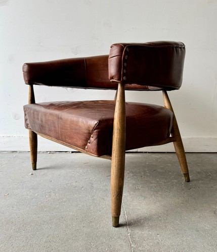 Brown leather armchair - leather,