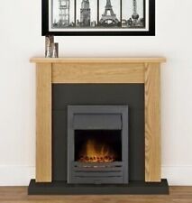 ELECTRIC FIRE OAK FIREPLACE SURROUND BLACK HEARTH BLACK LED REMOTE CONTROL BNIB