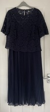 Roman Navy Blue Occasion Dress Size 18 Pleated Dress / Lace Top