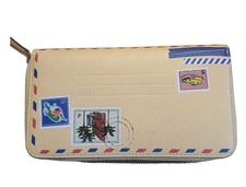 Vera Bradley RFID Georgia Wallet 21628 H25 Banana Cuban Stamps Leather EUC