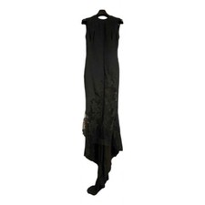 Elie Saab Womens Gown Black Size 44 Lace Floral Long Tail Black Tie Dress