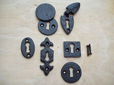 BLACK ANTIQUE CAST IRON KEYHOLE KEY HOLE COVERS ESCUTCHEONS