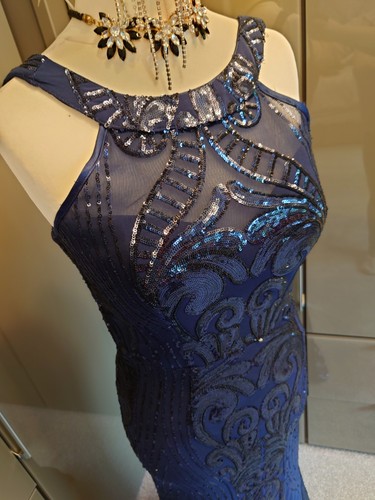 Quiz sequin long navy blue - quiz,