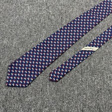 Salvatore Ferragamo Tie Mens Navy 100% Silk Elephant Print Pattern Italy