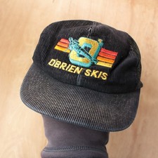 rare vtg 80s 90s O'BRIEN SKIS water skiing corduroy trucker snap back hat OSFA