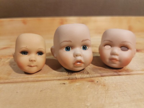 Three vintage porcelain dolls - vintage,