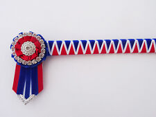 Red Blue & White deluxe Cornerstone Browband - velvet show browband - £28.99