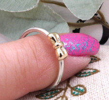 ❤️Genuine Pandora Retired Silver & 14ct Gold Bow Ring ALE S925 Size 58❤️