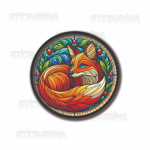 Vinyl sticker fox stained - sticker,