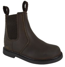 INFANTS BOYS GIRLS SLIP ON DEALER LEATHER UPPER ANKLE BROWN KIDS BOOTS SIZE 9-5