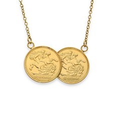 9ct Yellow Gold Double St. George Pendant & Necklace - 18" -6.1g