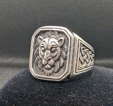 Mens Sterling Silver 925 Lion
