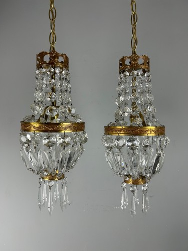 Pair french crystal single - crystal,