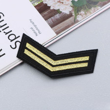 Gold Chevron Embroidered Rank Patch – Military Style Iron On Sew On Badge (5×8.3