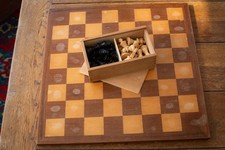 Vintage wooden chess board - wooden, &