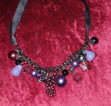 Beaded necklace purples and - purples,
