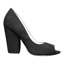 Faith Black Wedge Heel Peep