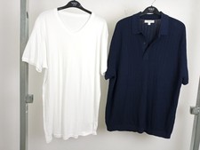 M&S Men's Navy Collared Henley Shirt & White Tee 2xPcs Size 2XL NWOT F2