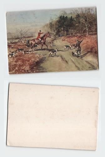 Vintage postcard fox hunting - fox,