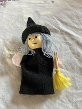 Vintage Witch Fiesta Wooden Head Finger Puppet 