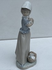 Nao Lladro Girl Holding Dog