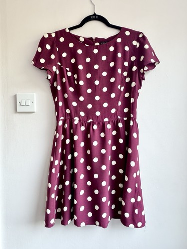 Topshop burgundy cream polka - cream,