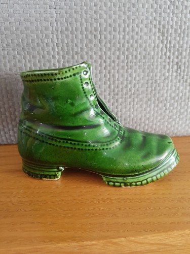 Vintage ceramic green boot - vintage,